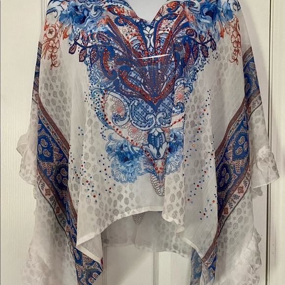 Style &Co Poncho Style V-Neck Blouse - Picture 4 of 4